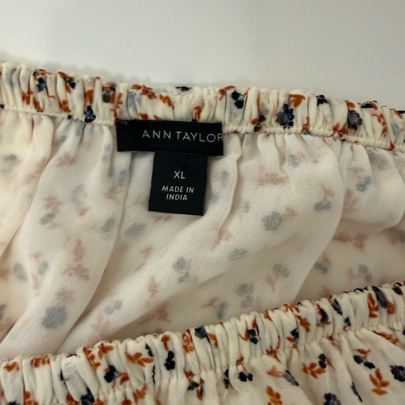 Ann Taylor Ivory Floral Peasant Blouse - Picture 2 of 7